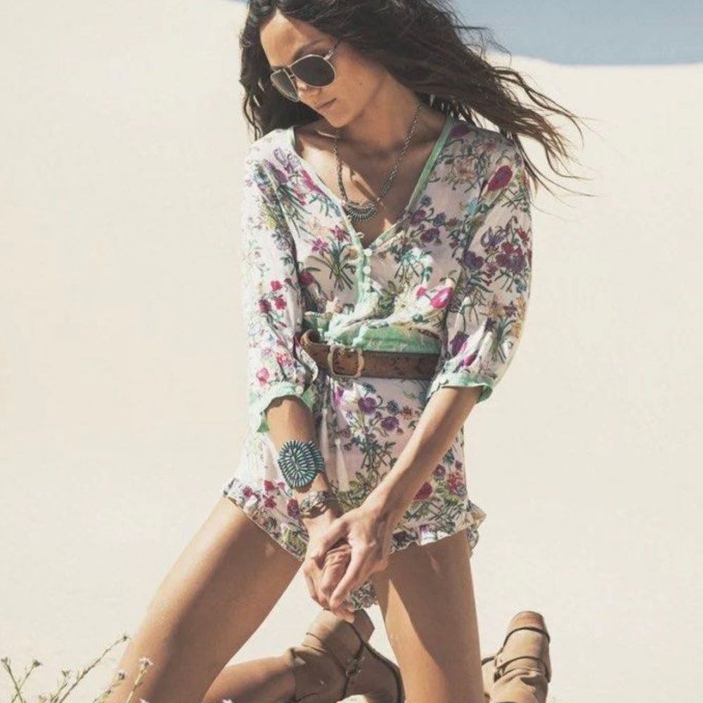 Spell Gypsy Queen Romper in Cream Floral Size medium